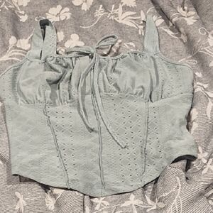 SHEIN Light Blue Eyelet Crop Top